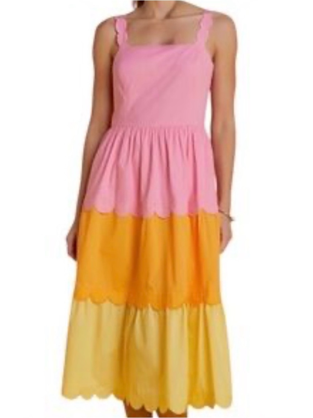 English Factory Coral Pink Scallop Neck Sundress